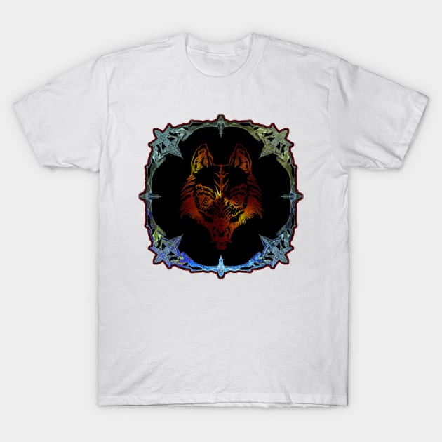 Wolf Mask In Fantasy Jewlery Frame T-Shirt by crunchysqueak